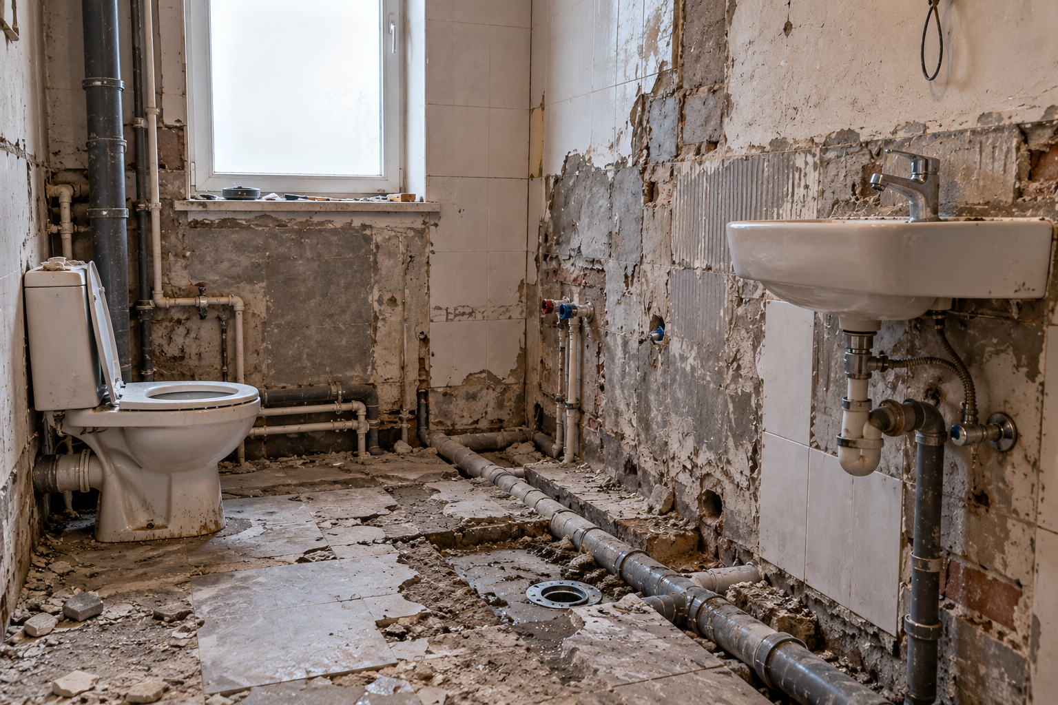 Plumbing project before renovation