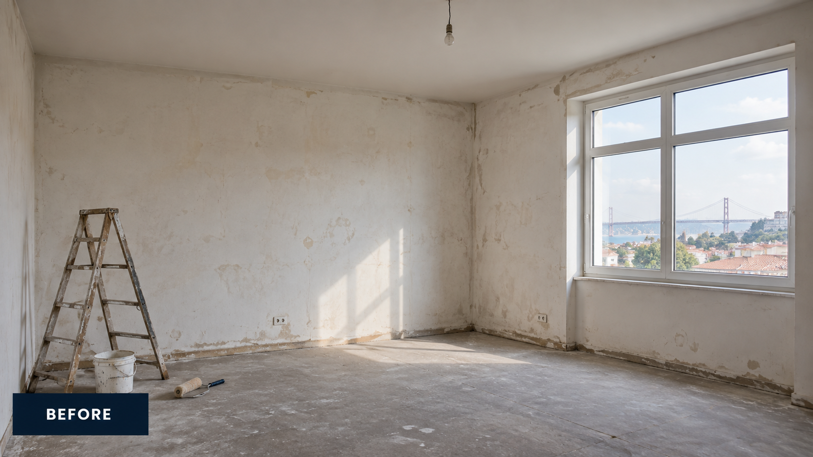 Room before professional painting and decorating